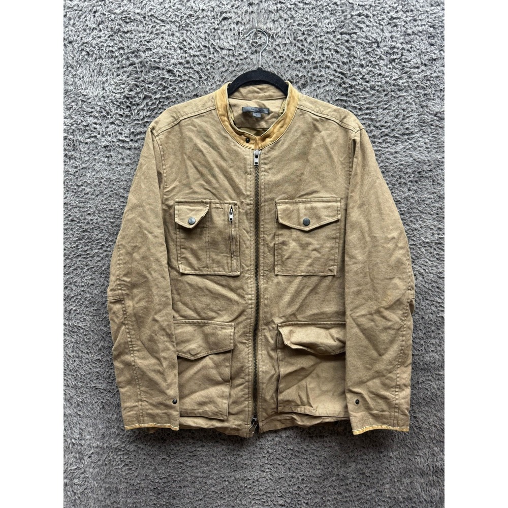 John Varvatos Gray Label Linen Blend Utility Workwear Jacket Tan Mens Size S